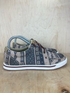 Twisted X Hooey Loper Women’s Size 8.5 Taupe and Black Patterned Canvas Loafers